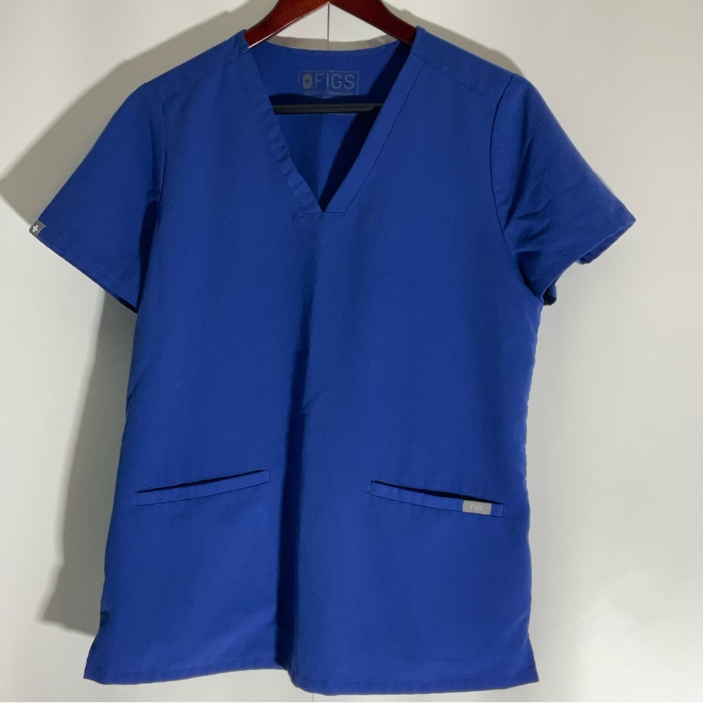 Figs Technical Collection Short Sleeve Pockets V-Neck Scrub Top Slit Sides Sz SM - Picture 3 of 13